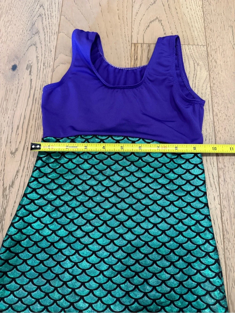 Girls Mermaid Gymnastics Biketard Leotard Purple Teal Metallic Size 100